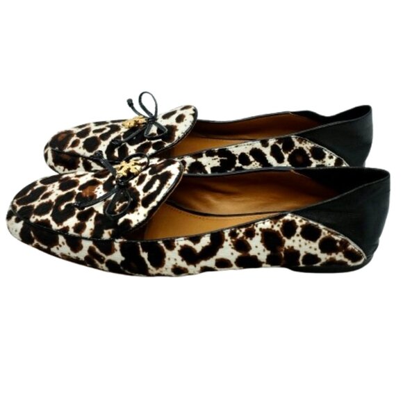 TORY BURCH~Leopard Print Calf Hair Apron Toe Loafers~WOMENS LEATHER SHOES SIZE 9 - Picture 4 of 7